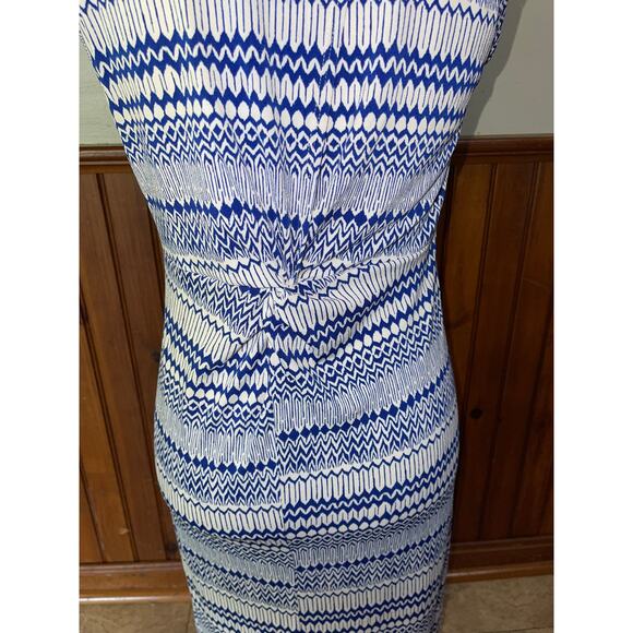 Womens Banana Republic Blue White Abstract Geometric Sleeveless Stretchy Dress S - Picture 5 of 9